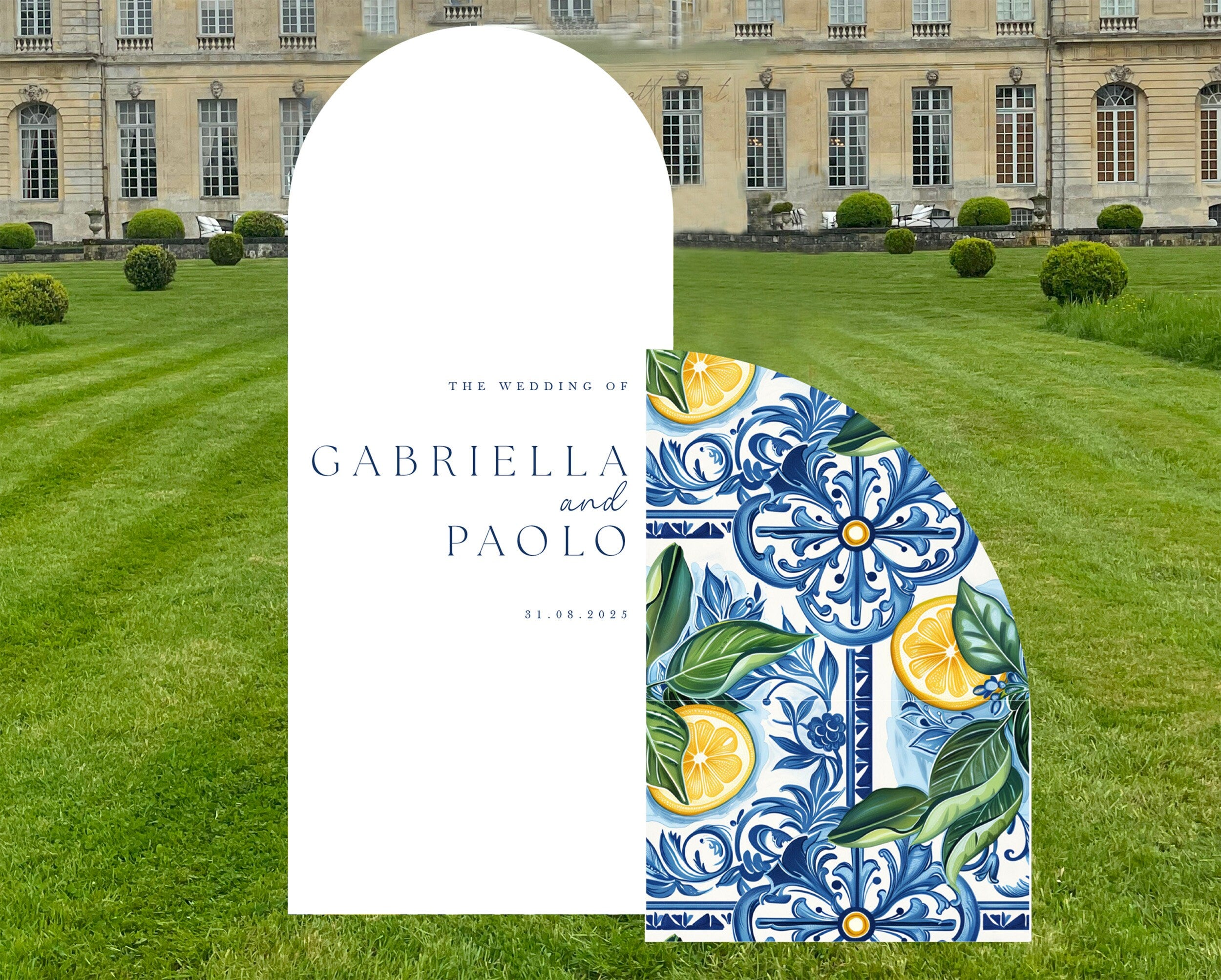 Double Wedding Welcome Sign, Amalfi Collection