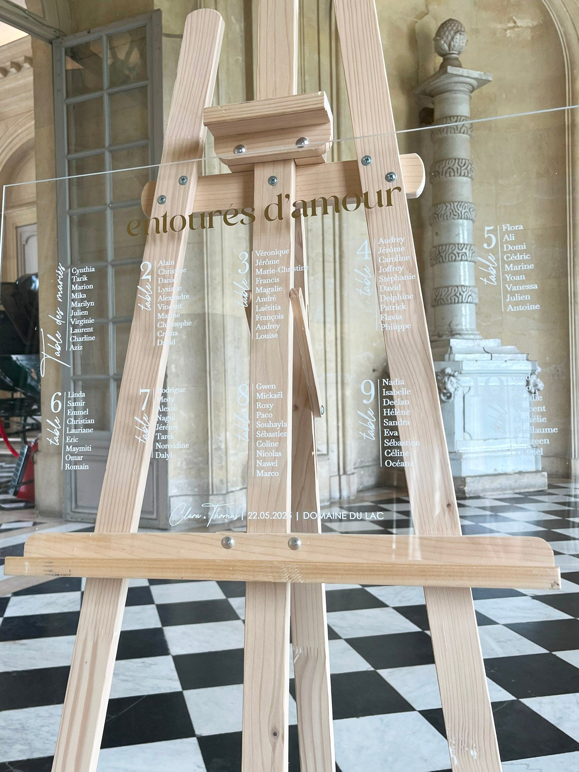 Plexiglass wedding seating plan, Soft Lines Collection