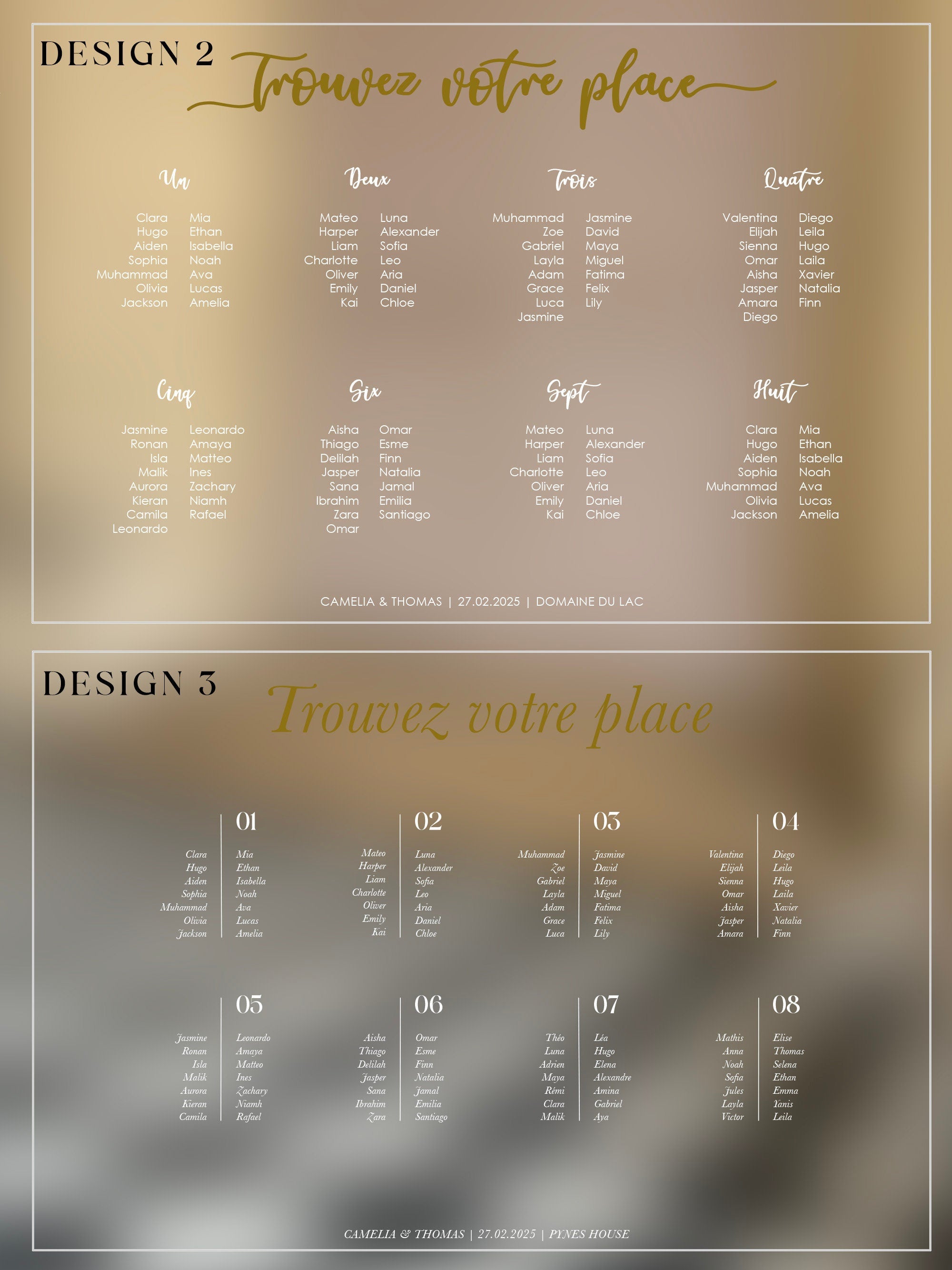 Plexiglass wedding seating plan, Soft Lines Collection