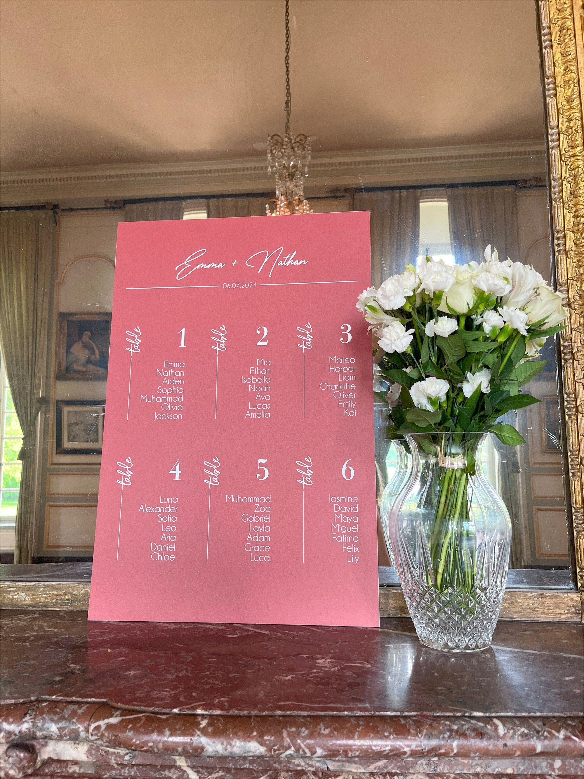 Personalized seating plan, Color Love Collection