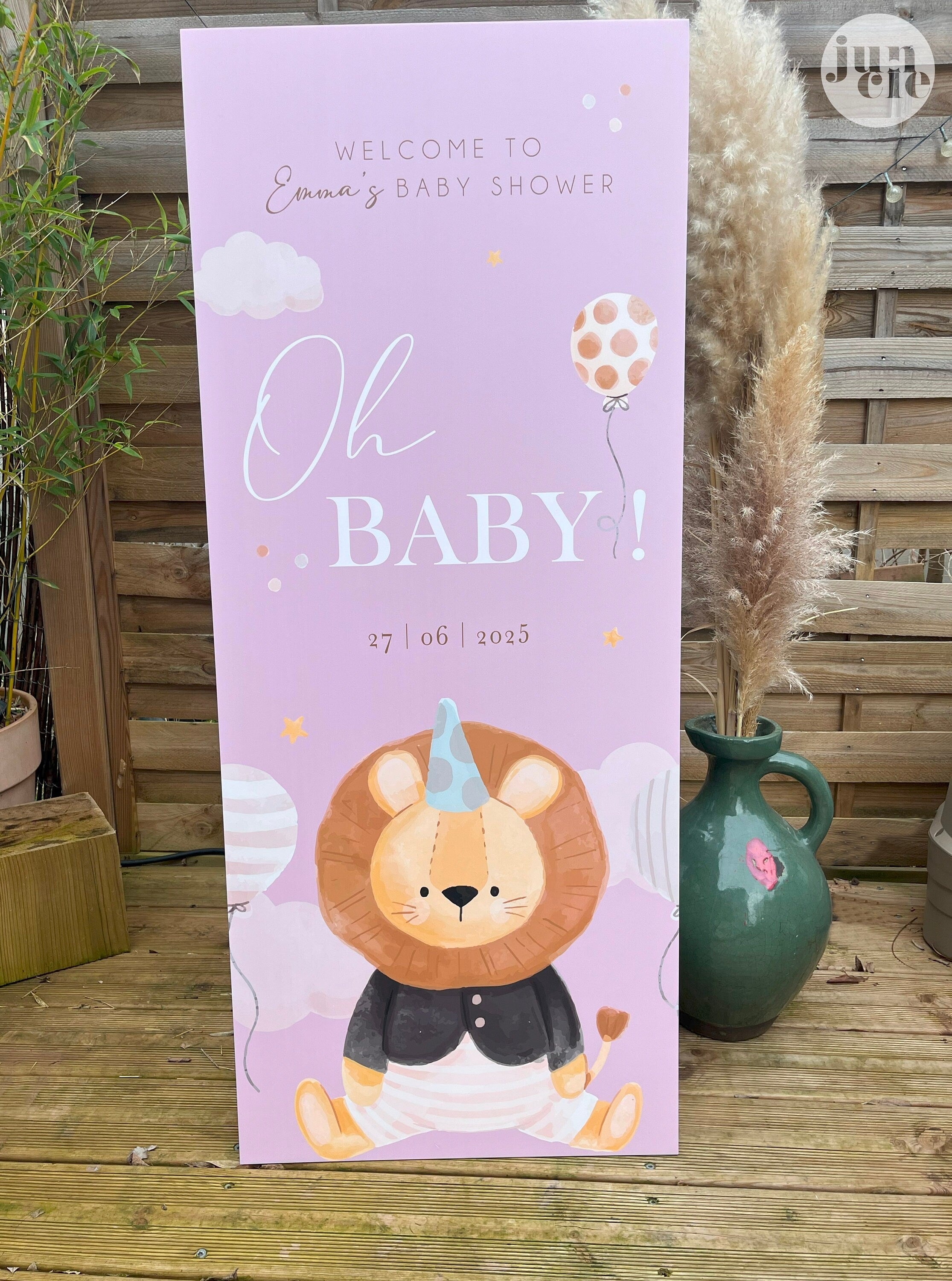 Panneau de bienvenue Baby Shower XL en forex – Animaux pastel & arc-en-ciel