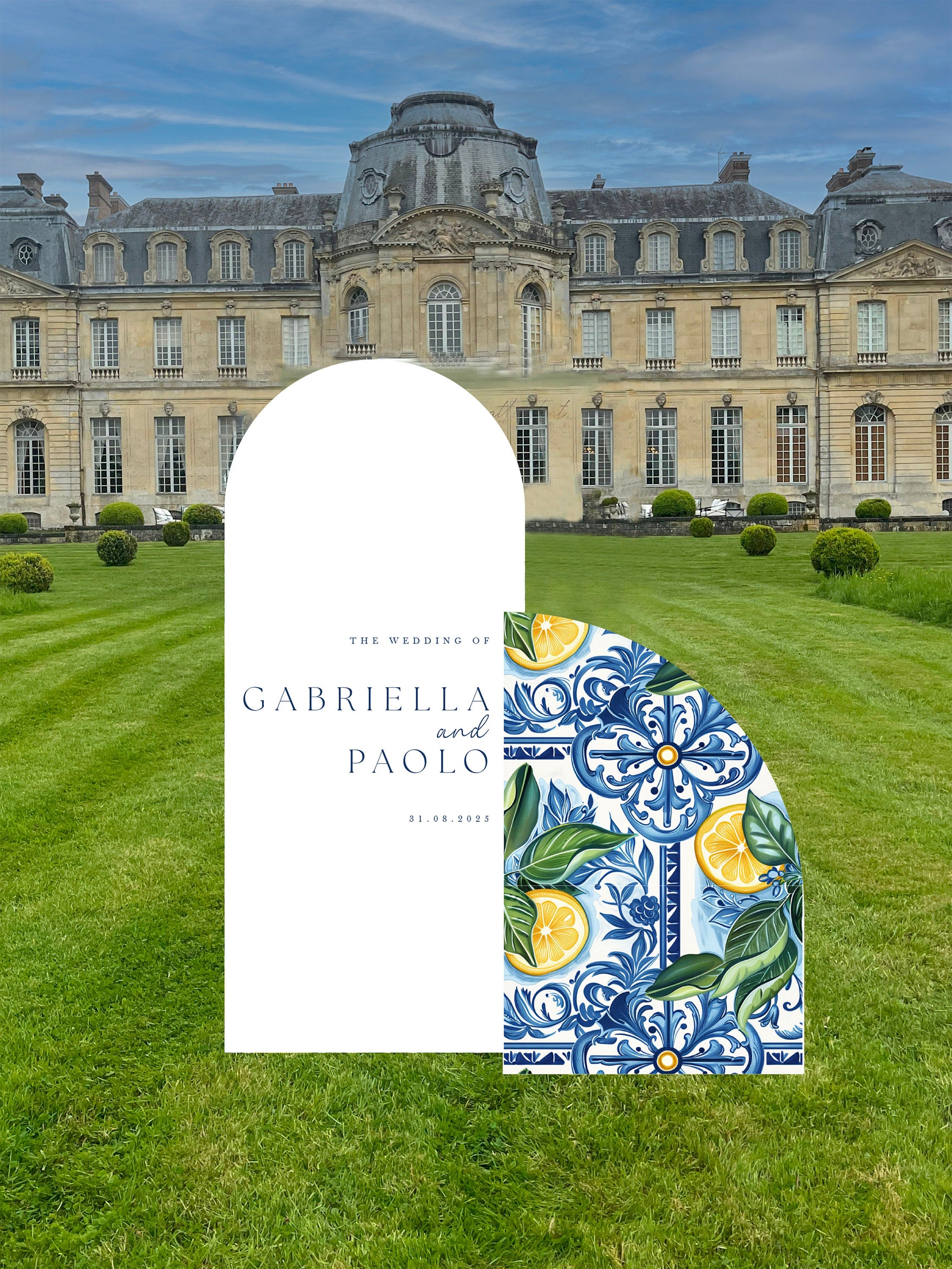 Double Wedding Welcome Sign, Amalfi Collection