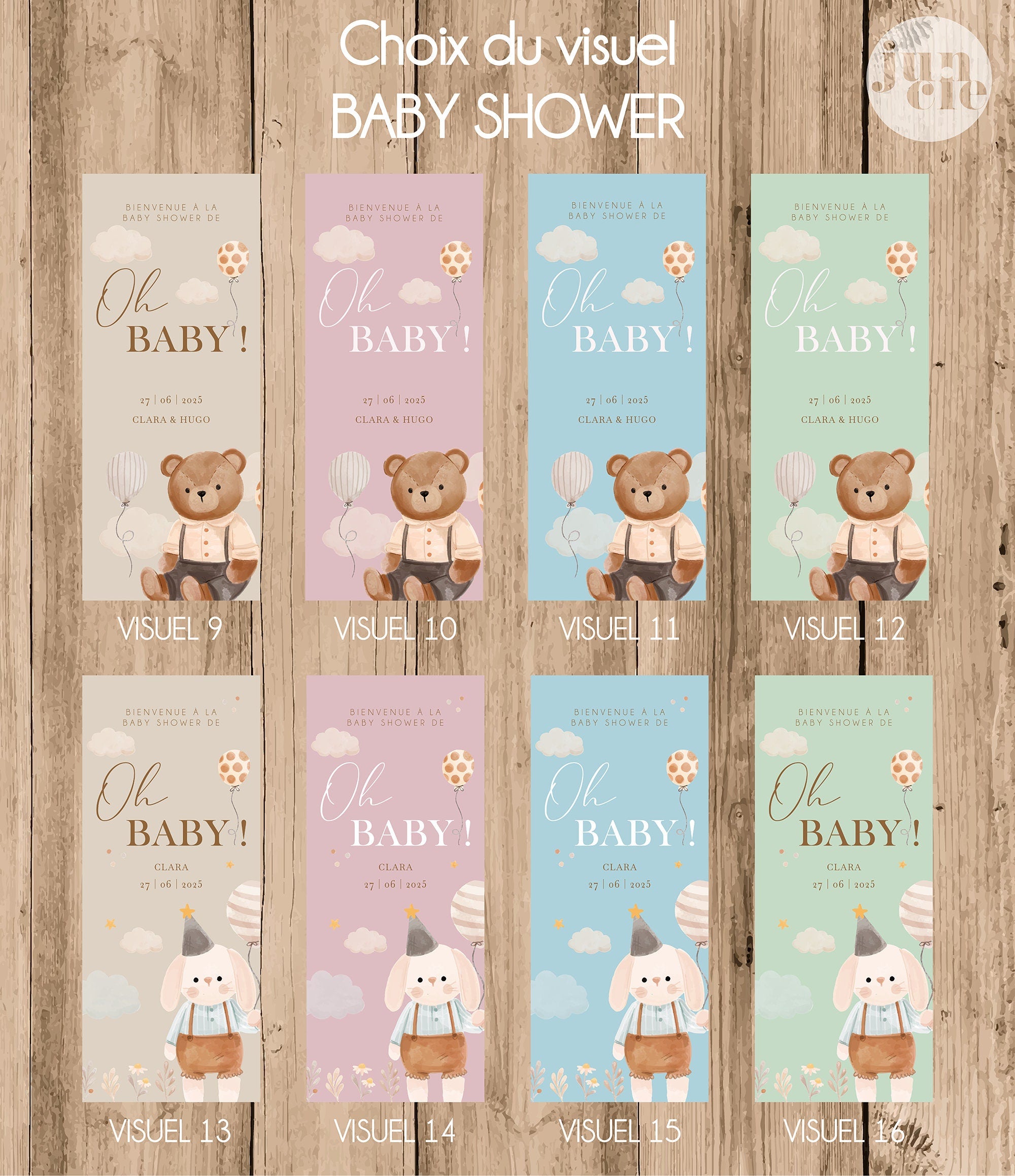 Panneau de bienvenue Baby Shower XL en forex – Animaux pastel & arc-en-ciel