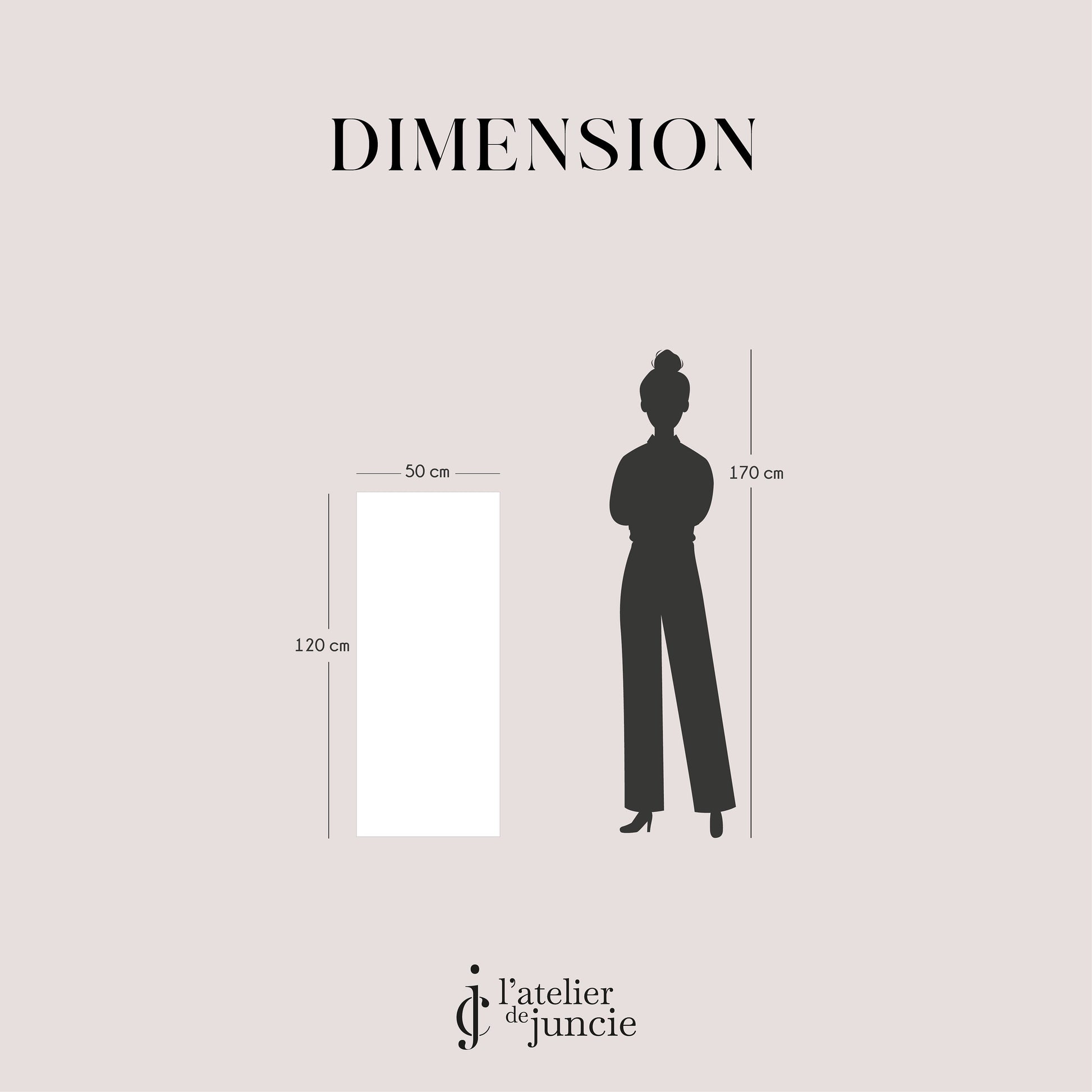 VIsuel avec dimensions du panneau de bienvenue en miroir doré