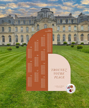 Duo panneau de bienvenue et plan de table en arche très grand format, style élégant