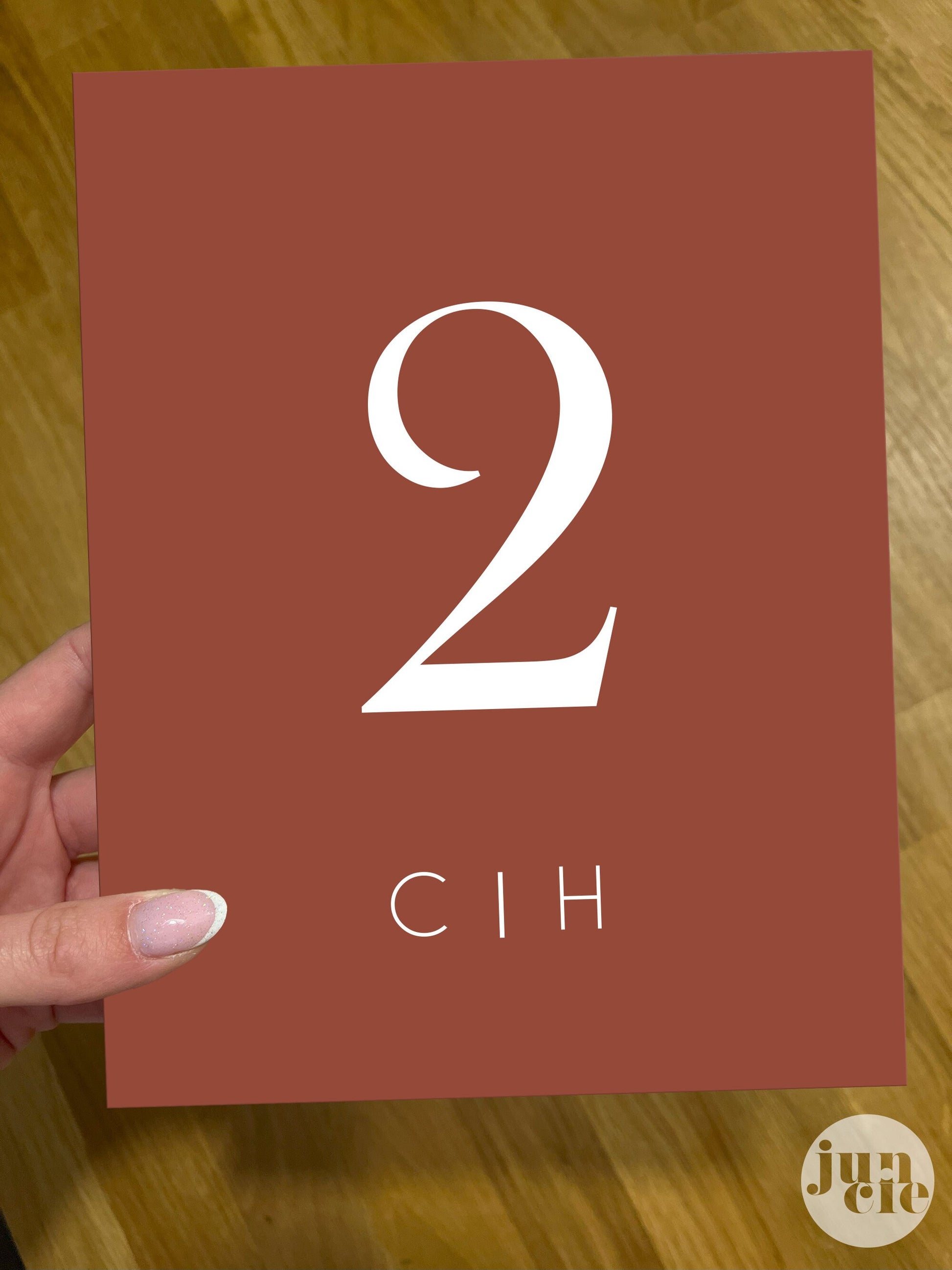 Numéro de table terracotta en PVC, design 1, 15x20 cm