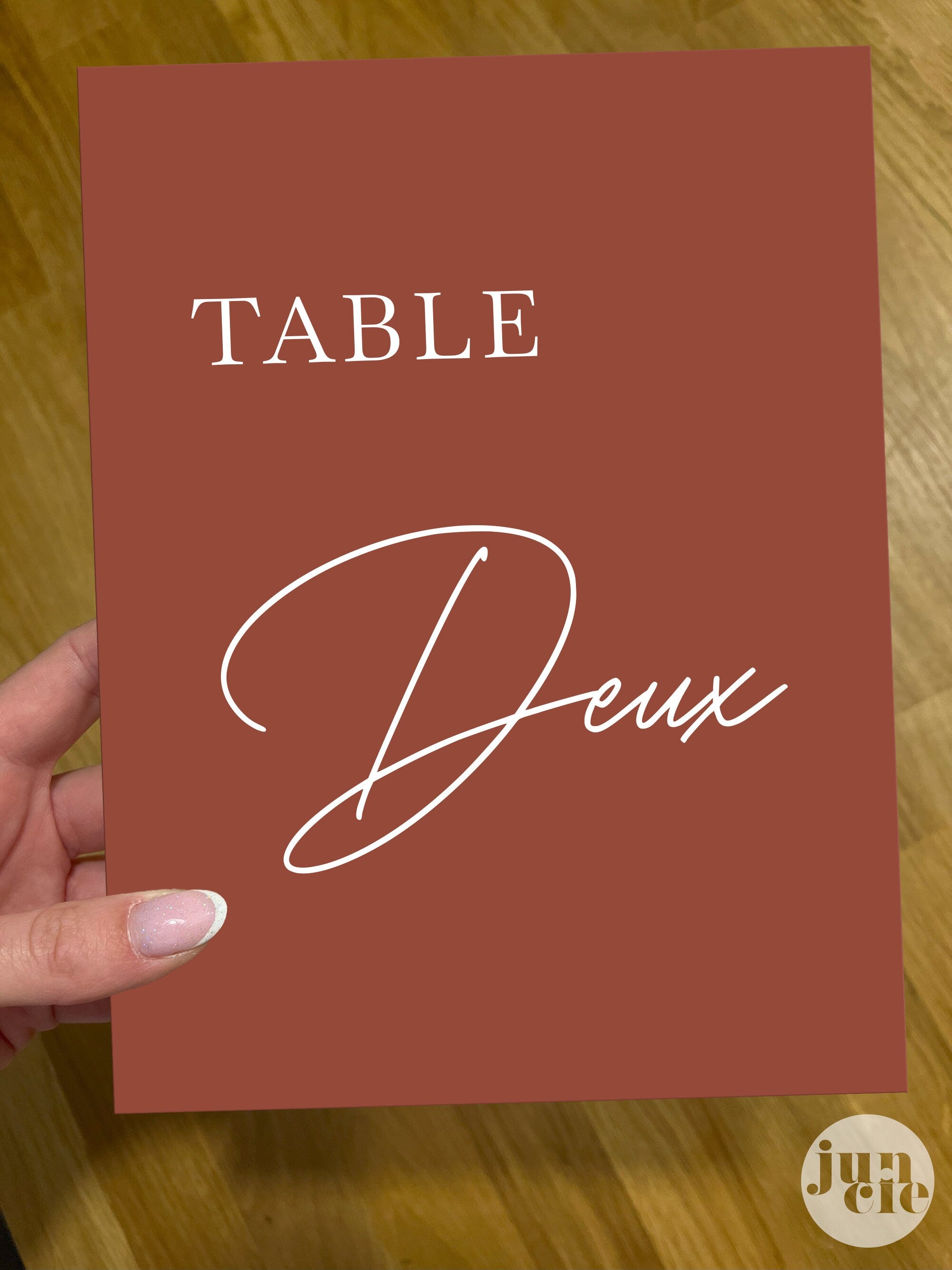 Numéro de table mariage couleur terracotta, design 2, format 15x20 c