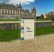 Panneau de bienvenue en tissu avec motif citron, style italien