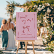 Panneau de bienvenue d'anniversaire personnalisable, aux couleurs festives et élégantes, Collection Mood.