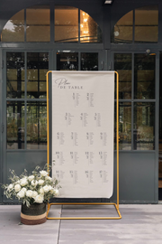 Plan de table en lin format 90x180 cm personnalisé, idéal pour organiser la disposition des invités lors d’un mariage