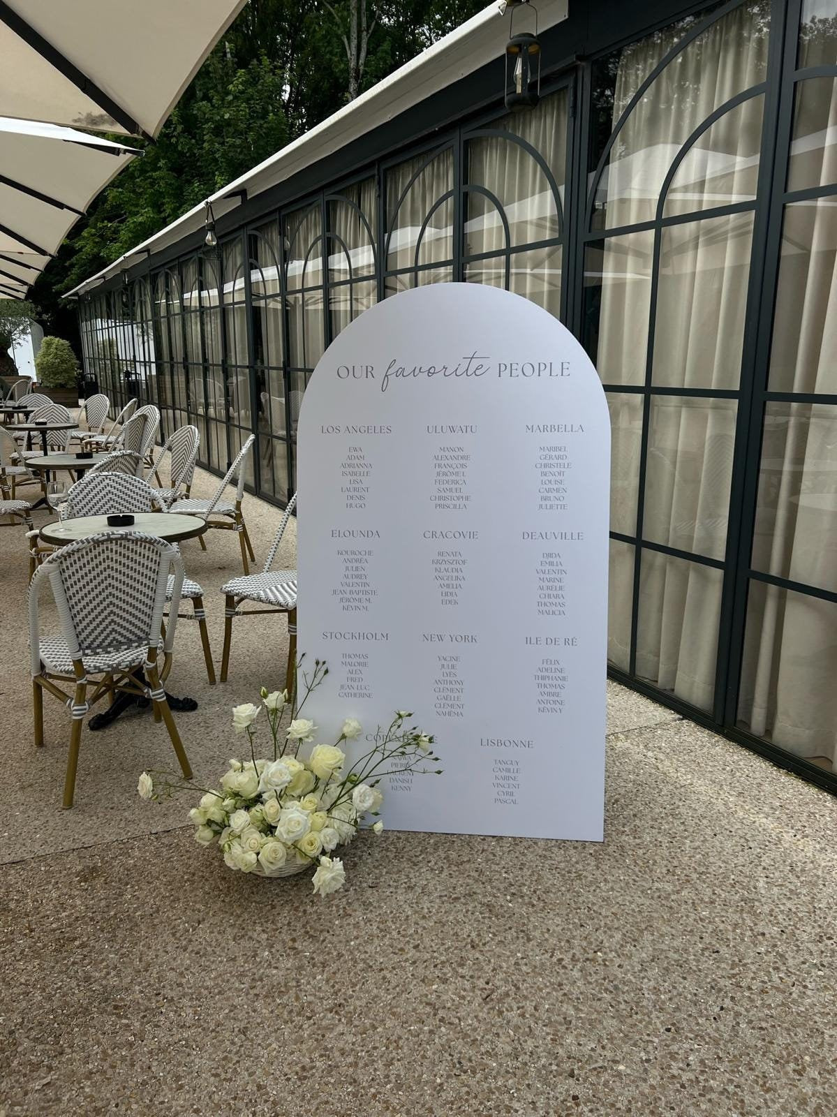 Plan de table en forme d’arche grand format 160 cm en forex, style élégant