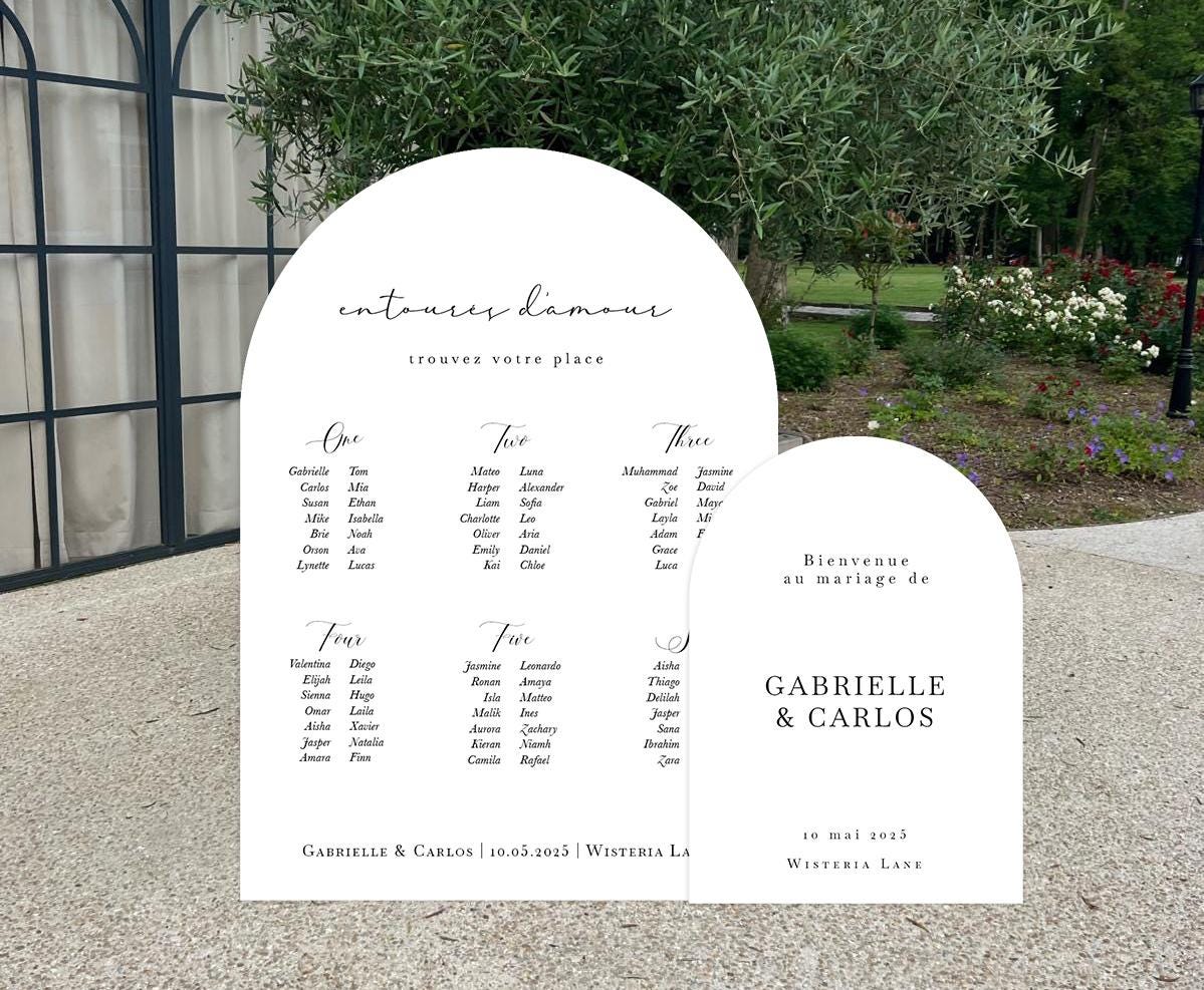 Duo arche et plan de table en forex personnalisés, coloris blanc