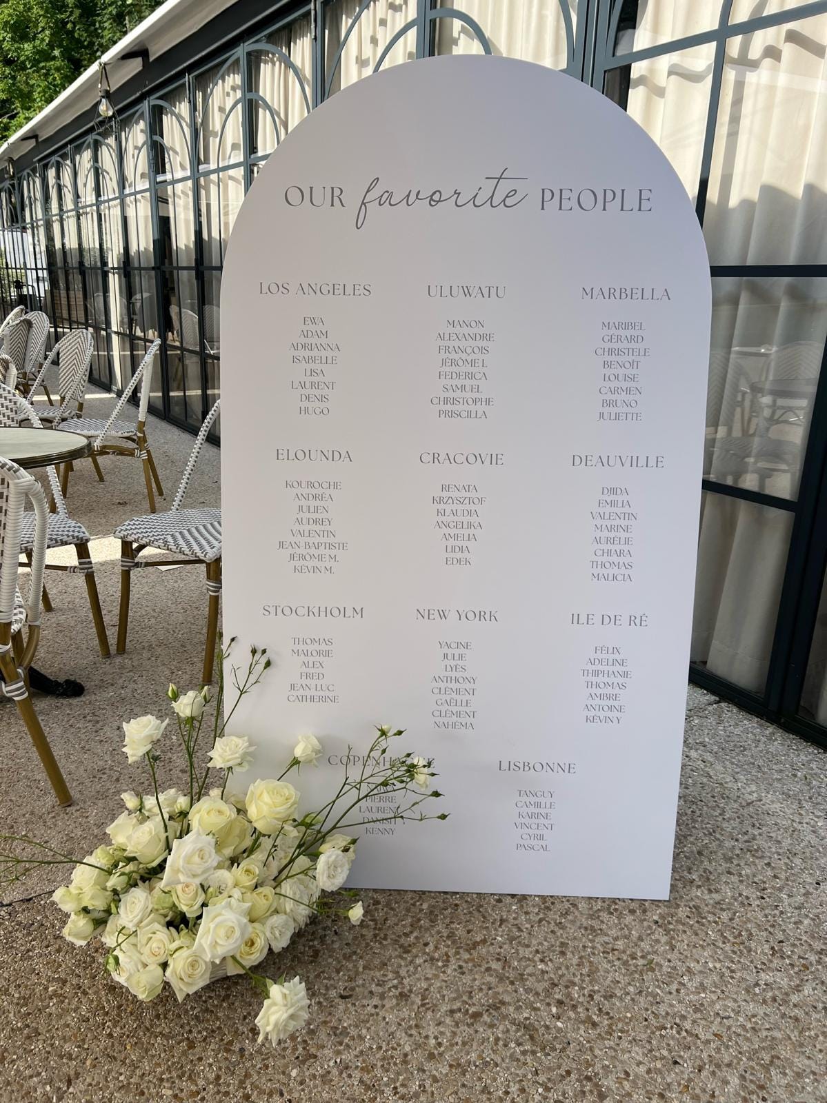 Signalétique plan de table grand format en forex, forme arche 160 cm