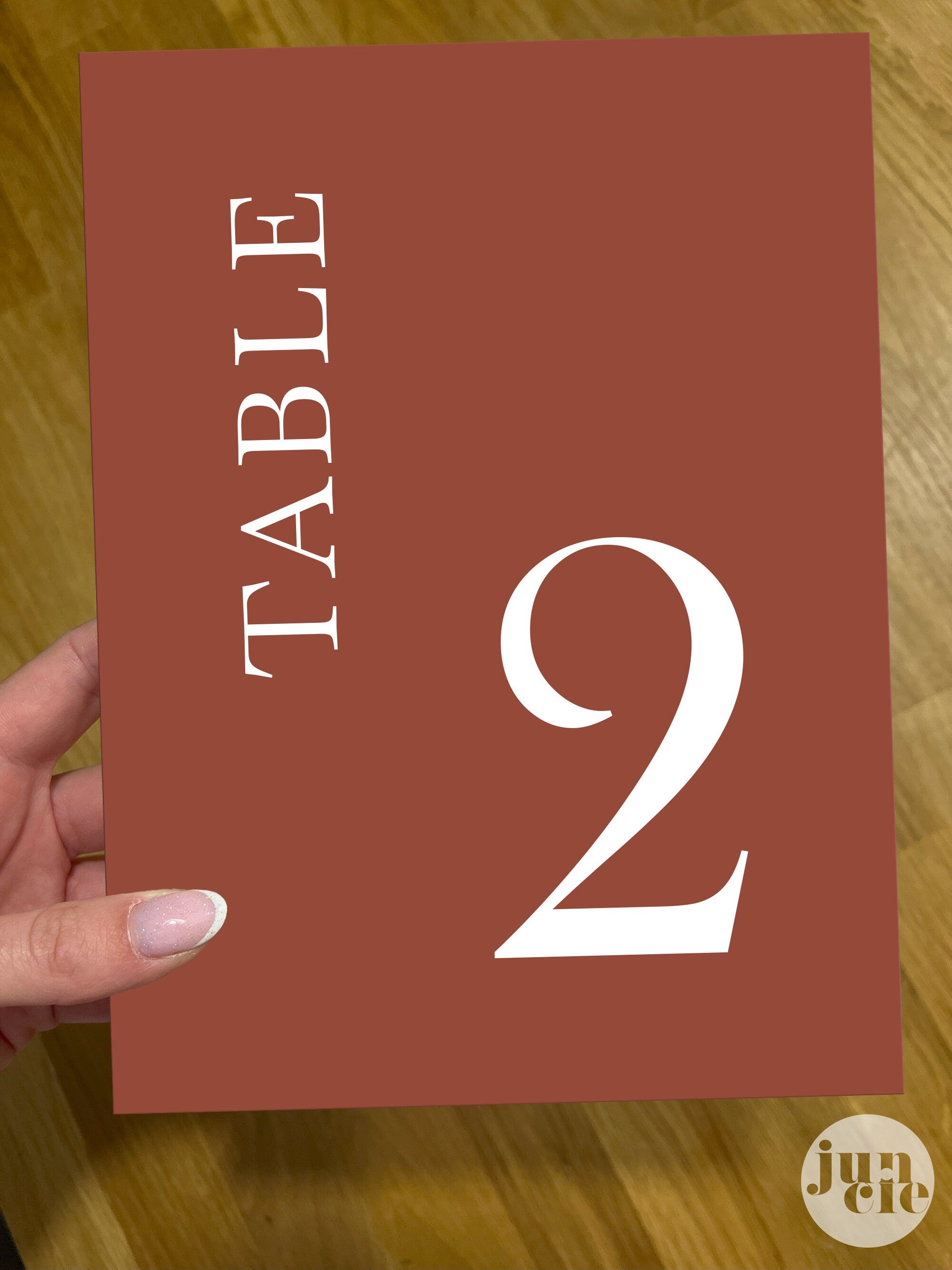 Numéro de table terracotta en PVC, design 4, 15x20 cm