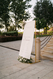 Panneau de bienvenue mariage en lin – À la vie, à l’amour