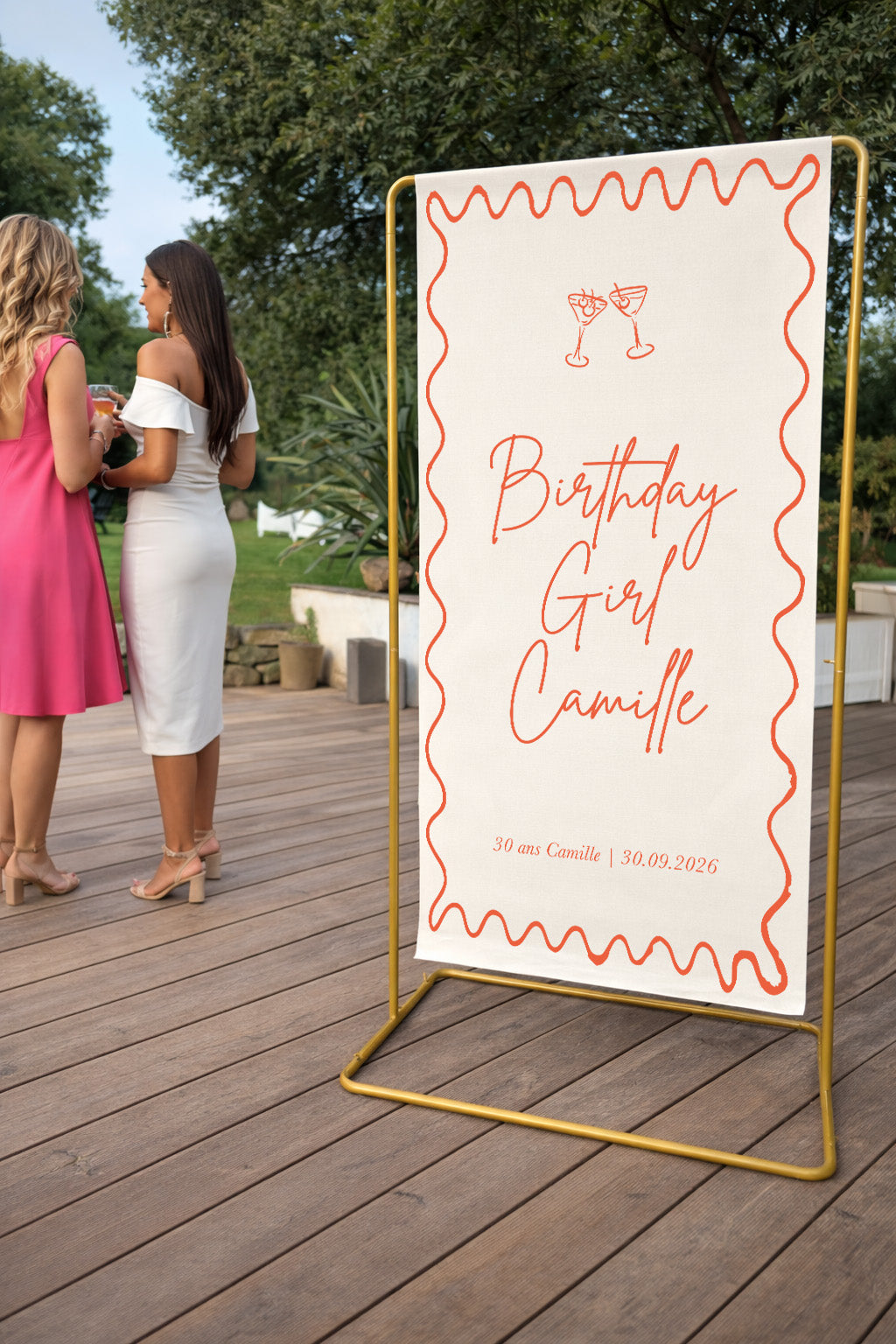 Panneau anniversaire personnalisé en tissu – Décoration birthday party tendance