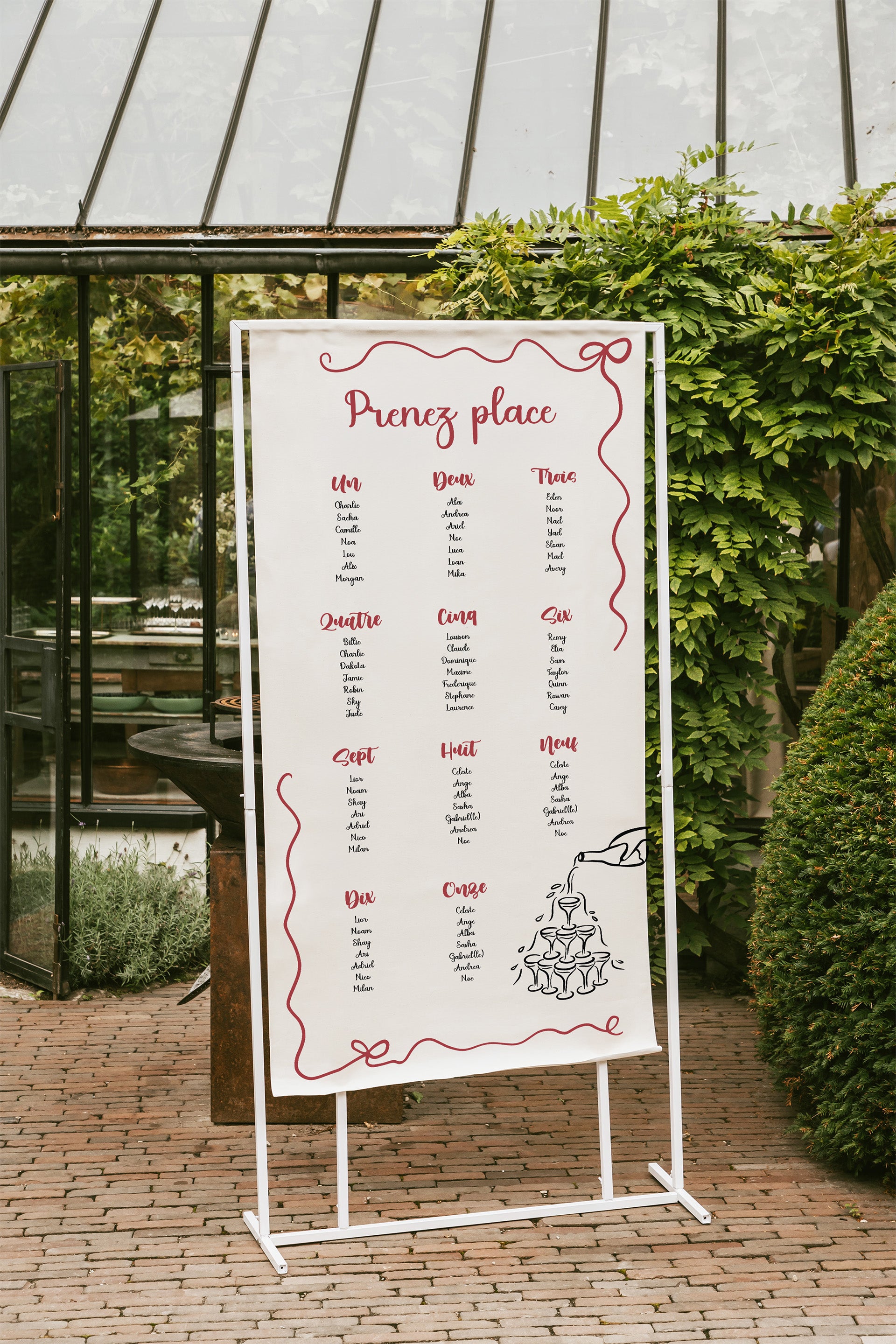 Plan de table en toile aspect lin illustré colorées – 4 designs personnalisables