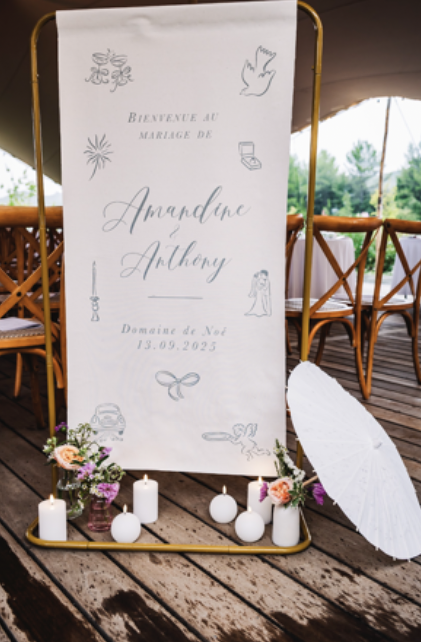 Linen welcome sign with designs, Mood Collection