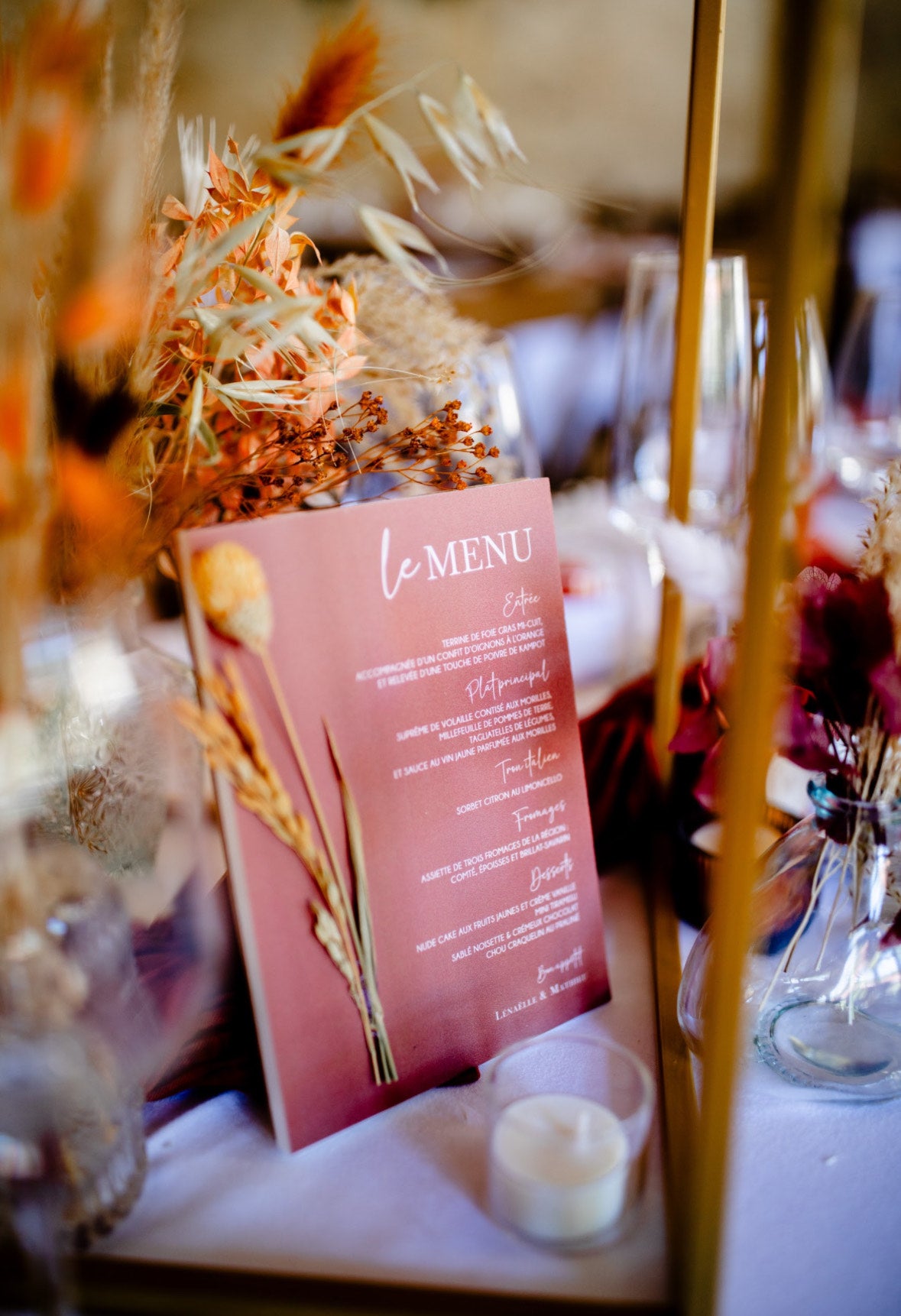 Menu de table mariage – Petit format élégant 13x18 cm