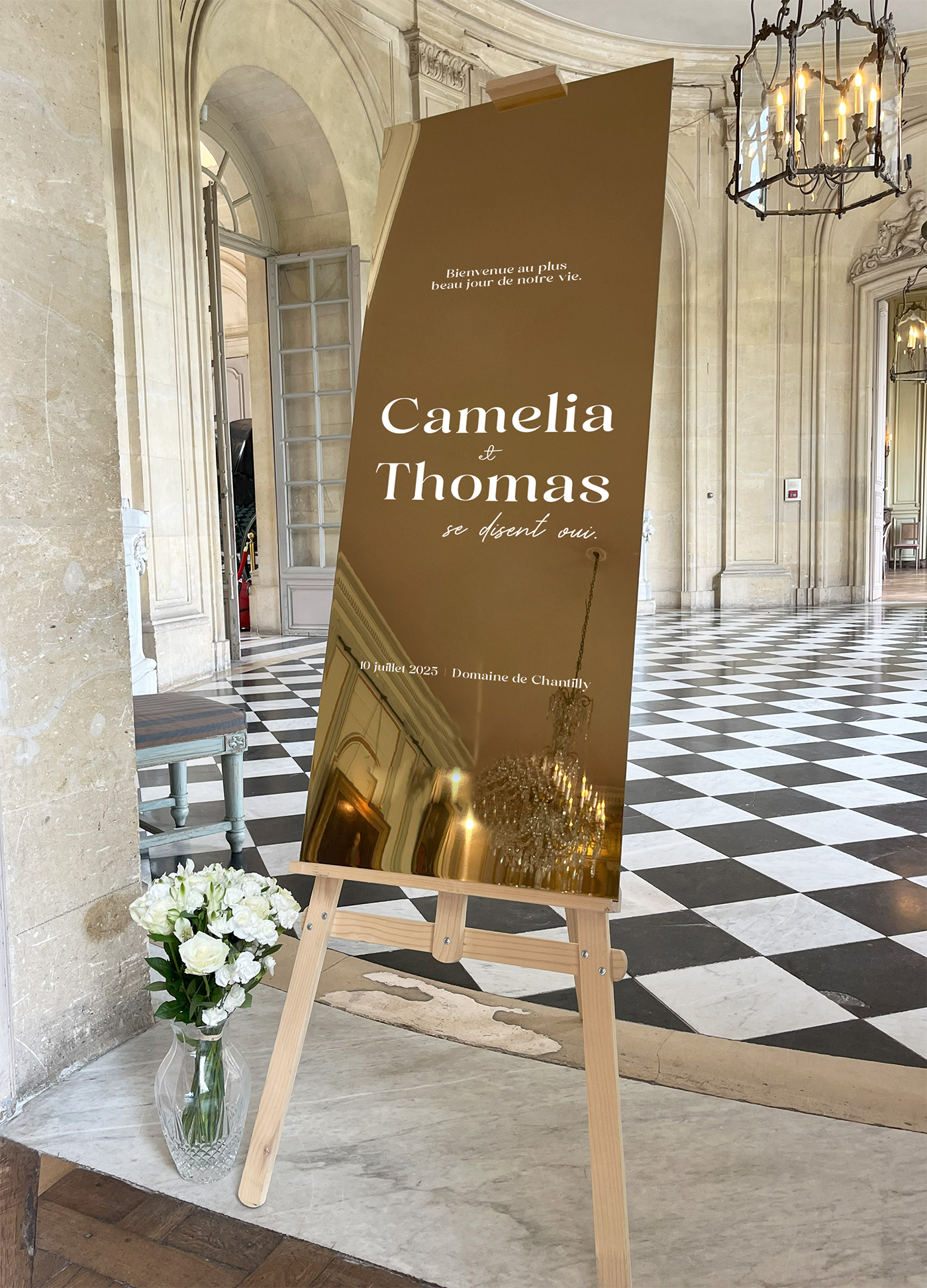 Gold mirror wedding welcome sign, Solea Collection