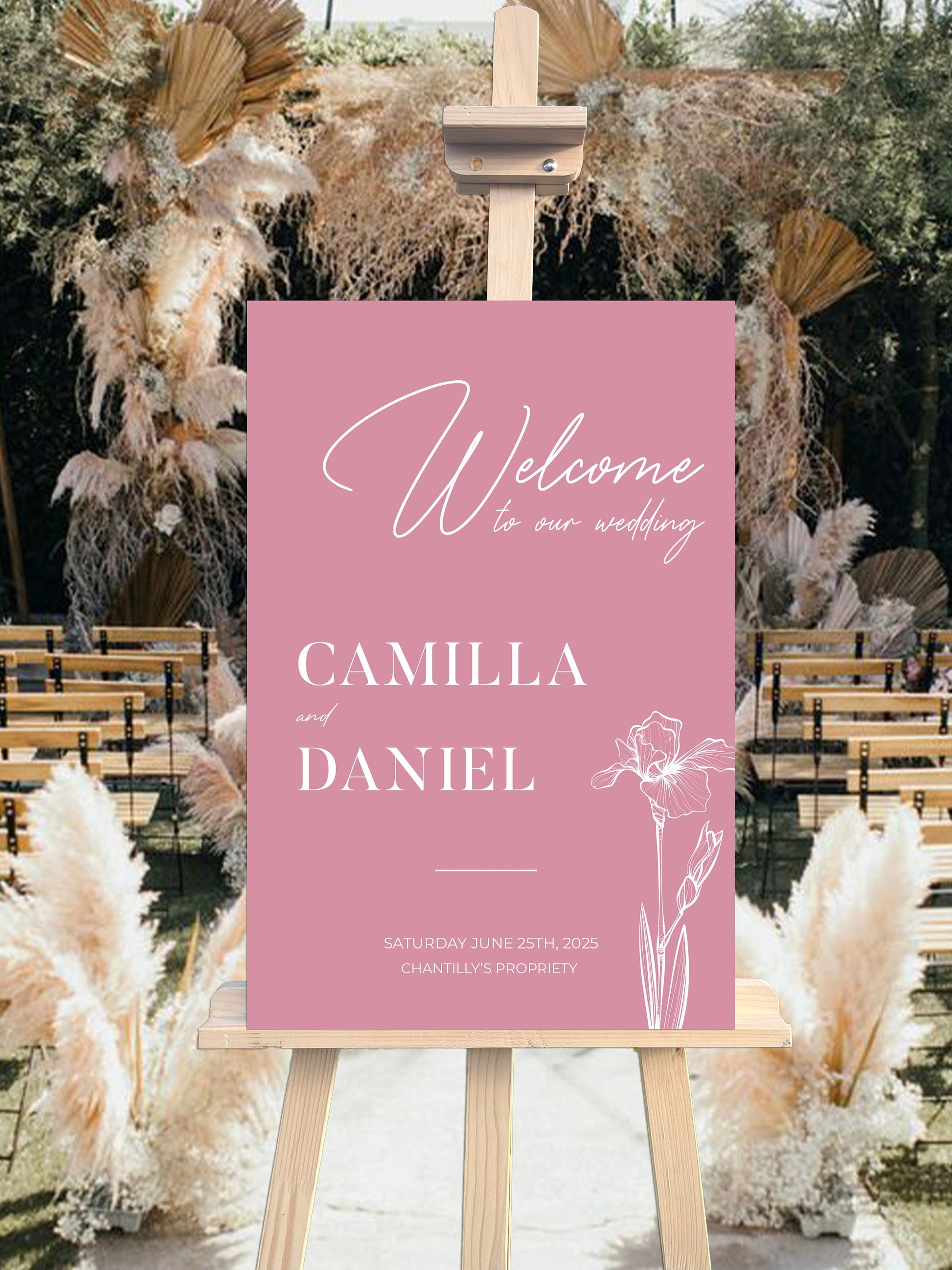 bienvenue_mariage_forex_rose_poudre_fleur_personnalise