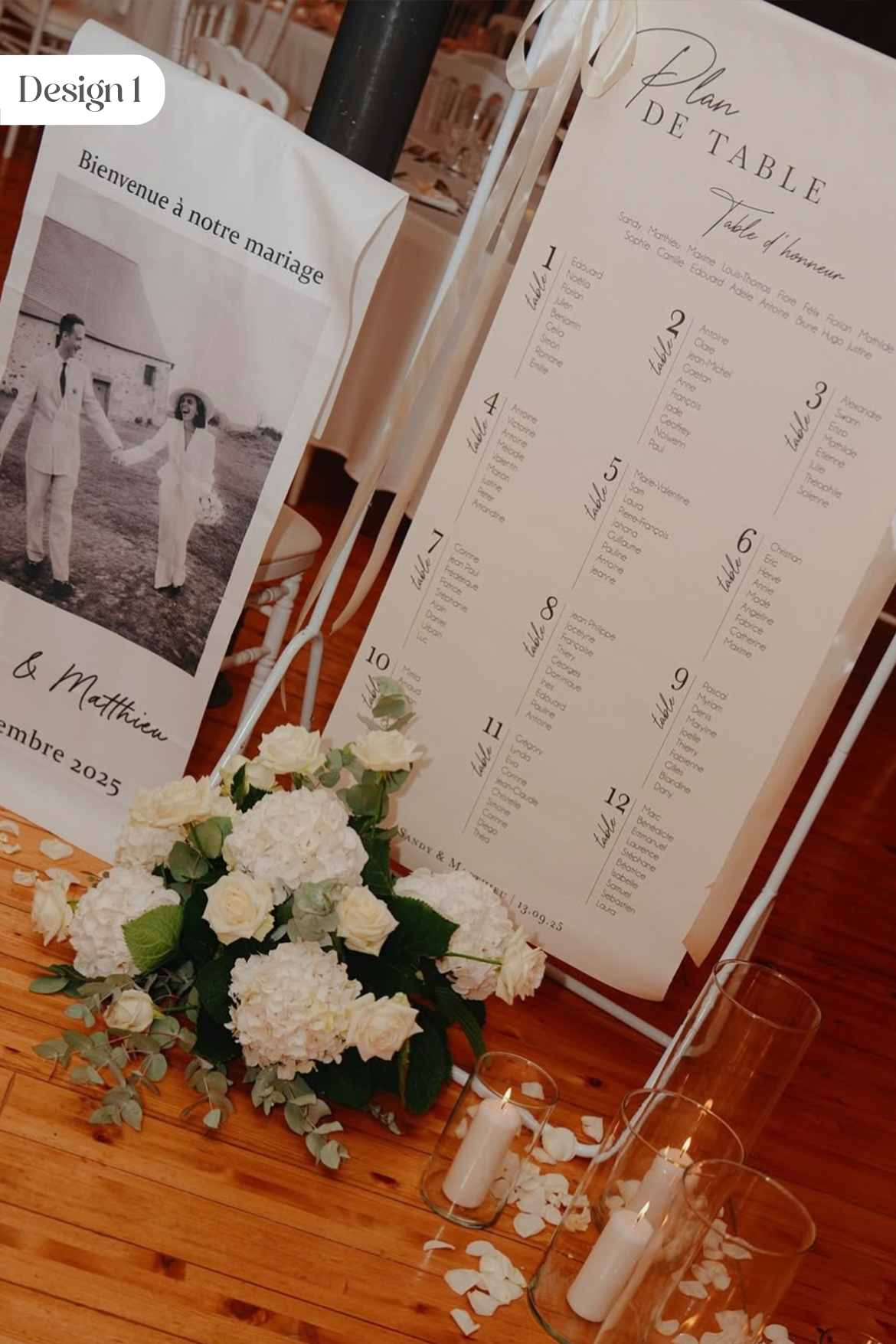 Plan de table mariage en tissu aspect lin – Élégant & personnalisé