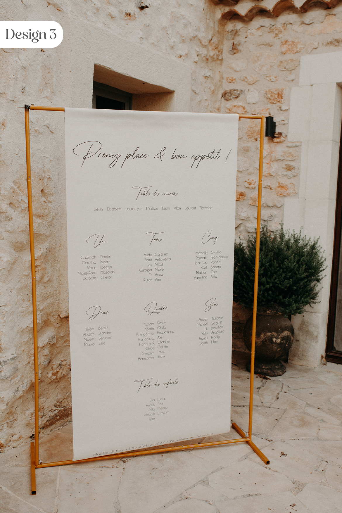 Plan de table mariage en tissu aspect lin – Élégant & personnalisé