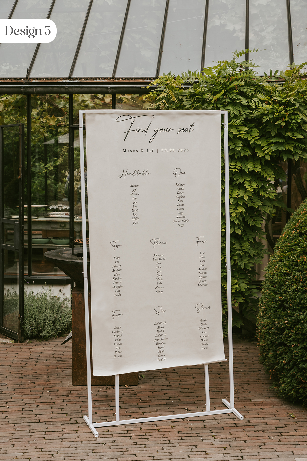 Plan de table mariage en tissu aspect lin – Élégant & personnalisé
